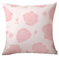 Square pink floral throw pillow case with hand-drawn rose pattern for home sofa decor - Soft Pink Hand-drawn Rose (CDR289-20)