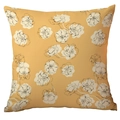 Housse de coussin orange carrée avec motif floral noir et blanc en tissu doux - Dessin Au Trait Jaune Vif Floral (CDR241-5)