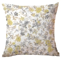 Housse de coussin carrée avec fleurs printanières et motifs floraux vintage jaune et gris - Art Vintage Jaune Gris Floral (CDR241-8)