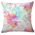 Polyester throw pillow cover with watercolor betta fish and coral reef nautical design - 45x45CM (No Core) / Betta Fish and Coral Reef Watercolor (CDR284-25)