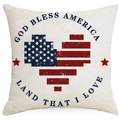 Independence Day pillow cover with red and blue pixelated heart and patriotic text - Stars Stripes Heart (YMD287-3)