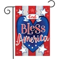 God Bless America Gartenflagge mit roten weißen blauen Streifen und blauem Herz - God Bless America Herz Stil(HYQ79-3)