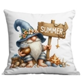 Sommerlicher Zwerg-Kissenbezug mit Muscheln und Perlen auf weißem Hintergrund - 45x45cm Einseitiger Druck / Summer Sign Gnome (CDR291-14)