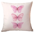 Federa per cuscino quadrata color crema con farfalle rosa acquerello decoro - Peluche Corto Lato Singolo Senza Imbottitura / Farfalla Acquerello Rosa (CDR284-2)