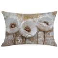 Dettaglio della federa rettangolare con fiori di papavero 3D e stile pittura a olio vintage - Stile Floreale Vintage 3 (DYM281-3) / 30*50cm