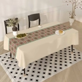 Close-up of bohemian tablecloth featuring colorful mandala pattern on beige fabric - 40*60cm Brushed Fabric / Color Symmetrical Mandala (ZB689-6)