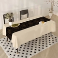 Detail of bohemian black and gold mandala table runner on cream tablecloth for dining decor - 40*60cm Brushed Fabric / Black Gold Mandala Print (ZB689-5)