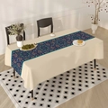 Bohemian mandala table runner with fringe on beige fabric for ethnic home dining decor - 40*60cm Brushed Fabric / Blue Orange Bohemian Print (ZB689-3)