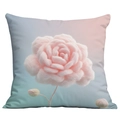 Detail eines rosa 3D-Plüschrosenmusters und Farbverlaufs auf dem quadratischen Kissenbezug - 45*45cm Doppelseitiger Druck / Webtextur 3D Rose (CDR279-4(6))