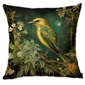 Kissenbezug mit kunstvollem Vogel-Print auf blühenden Zweigen im Wald-Design - Bunter Singvogel (CDR244-4) / 45x45cm Einseitig (Ohne Füllung)