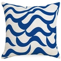 Nautical blue wave stripe pattern decorative square linen throw pillow cover for sofa - 45*45cm Linen Single Sided Without Core / Blue Wave Pattern (DYM292-5)