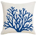Dekorativer Leinenkissenbezug mit blauem Korallenmuster für Sofas und Heimeinrichtung - 45*45cm Leinen Einseitig Ohne Kern / Dunkelblaues Korallenmuster (DYM292-3)