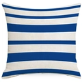 Blau-weiß gestreifter Kissenbezug aus Leinen mit Segelmuster für Sofa und Dekoration - 45*45cm Leinen Einseitig Ohne Kern / Variierte Breitenstreifen (DYM292-2)