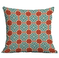 Detail of Nordic geometric cross pattern on brick red square cushion cover fabric - 45x45cm / Brick Red Vintage Pattern (CDR282-15)