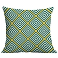 Detailed close-up of geometric diamond pattern on modern sofa cushion cover fabric - 45x45cm / Yellow Green Nested Diamond (CDR282-10)