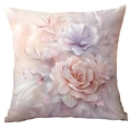 Vintage watercolor floral throw pillow cover in pastel pink and purple tones - Watercolor Smudge Rose Style (CDR286-4) / Polyester Single Sided Without Pillow Core