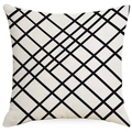 Fodera per cuscino quadrata bianca con motivo a griglia nera su tessuto intrecciato - Stile Reticolo (DYM291-3) / 45x45cm