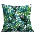 Detail of tropical monstera leaf digital print on high-quality square pillow case - Colorful Layered Leaves (CDR283-18)