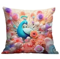 Square peacock pillow cover with vibrant floral pattern and colorful bird design - Dreamy Blue Peacock (CDR237-23) / 18x18 Inch