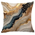 Fodera per cuscino moderna in marmo con motivi artistici blu scuro e glitter dorati - Texture 4 (CDR290-4)