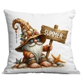 Sommerlicher Strand-Zwerg Kissenbezug mit Muscheln und Seesternen auf weißem Grund - 45x45cm Einseitiger Druck / Strand Surfen Gnom (CDR291-2)