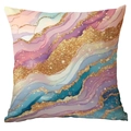 Pink and blue marble pattern throw pillow cover with gold veins on white background - Gilded Pink Marble Pattern (CDR293-1)