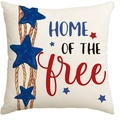 Λινή μαξιλαροθήκη Independence Day με στάμπα Home of the Free και αστέρια - 45*45cm Λινό Μονή Όψη Χωρίς Εσωτερικό / Στυλ Αστέρι Υπόλευκο (DYM290-5（1）)