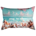 Pink beach and ocean shell 3D digital print rectangular pillowcase for home sofa decor - 30*50cm / Beach Shell Landscape 8 (CDR287-8)