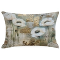 Federa vintage per cuscino lombare con papaveri bianchi ed eleganti riccioli d'oro - Stile Floreale Vintage 4 (DYM281-4) / 30*50cm