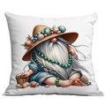 Fodera per cuscino quadrata con gnomo marino estivo e conchiglie su sfondo bianco - 45x45cm Stampa Singola Faccia / Gnomo Oceanico Verde (CDR291-12)