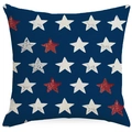 Housse de coussin vintage drapeau américain avec étoiles et rayures sur fond bleu - Motif Étoiles Rétro (DYM293-2) / 45x45cm Lin (Sans Coeur)