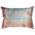 Pink dream beach seashell pattern decorative polyester cushion cover for sofa - 30*50cm / Beach Shell Landscape 14 (CDR287-14)