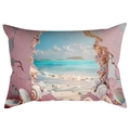 Pink beach ocean shell printed rectangular polyester throw pillow cover for home sofa decor - 30*50cm / Beach Shell Landscape 20 (CDR287-20)