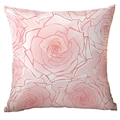 Pink decorative square pillowcase featuring elegant watercolor peony floral patterns - Pink Watercolor Rose (CDR289-8)