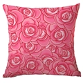 Pink rose floral print square pillowcase with dense romantic flower illustration patterns - Dense Rose Illustration (CDR289-9)