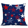 Square Independence Day pillow cover featuring patriotic stars and stripes on navy blue - 45x45cm Single Side Print / Deep Blue Flag Stars (CDR295-20)