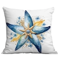Square cushion cover with blue starfish digital print on white velvet fabric - 45*45cm Short Plush Single Sided Without Core / Blue Sea Star Pattern (CDR238-7)