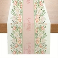 Floral Happy Mother's Day table runner with pink peonies on rustic wooden background - Pink Wide Stripe Pastoral Floral (ZQ104-6)