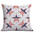 Detail of square pillowcase featuring patriotic American flag star patterns on white fabric - 45x45cm Single Side Print / Interleaved Size Stars (CDR295-8)