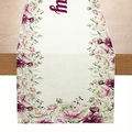 Linen texture Mother's Day table runner with elegant pink and purple floral patterns - Beige Purple Font Floral (ZQ104-5)