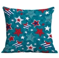 Vista detallada de diversos patrones de estrellas en la tela de la funda de cojín festiva - 45x45cm Impresión de Una Sola Cara / Estrellas Vibrantes Cian (CDR295-4)