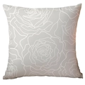 Modern light grey pillow cover featuring white linear rose floral pattern on a square shape - Gray Background White Line Rose (CDR289-13)