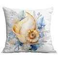 Square pillowcase featuring a digital print of an orange seashell and blue leaves - 45*45cm Short Plush Single Sided Without Core / Orange Conch Pattern (CDR238-13)