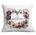 Floral heart Mother's Day cushion cover with Happy Mother's Day orchid wreath design - 45x45cm / Purple Orchid (CDR288-14)