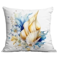 Square cushion cover featuring watercolor sea shell and blue flowers on white fabric - 45*45cm Short Plush Single Sided Without Core / Pale Yellow Shell Pearl Pattern (CDR238-14)