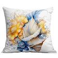 Square pillow cover featuring blue seashells and yellow roses in watercolor art style - 45*45cm Short Plush Single Sided Without Core / Conch Blue Flower Pattern (CDR238-15)