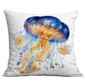 Decorative pillowcase featuring a watercolor jellyfish print on soft white fabric - 45*45cm Short Plush Single Sided Without Core / Colorful Jellyfish Art Pattern (CDR238-20)
