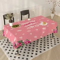Macro shot of waterproof polyester tablecloth with pink floral patterns and Mom lettering - 40x60cm Brushed Fabric / Pink Heart Floral (ZB691-12)