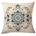 Fodera per cuscino quadrata beige con motivo mandala e stampa floreale boho per divano - 45*45cm Monofacciale Senza Nucleo / Mandala Blu Teal (CDR296-2)