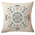 Federa per cuscino etnica con motivo mandala blu e rosa su tessuto color crema - 45*45cm Monofacciale Senza Nucleo / Mandala Grigio Rosa (CDR296-3)
